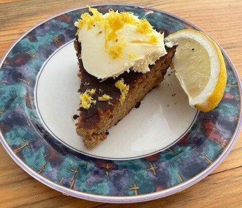 Gluten Free Lemon Cake sprinkled with Lemon Zest